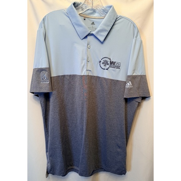 Adidas Size Large Waste Management Phoenix Open PGA Golf Polo Shirt Light Blue